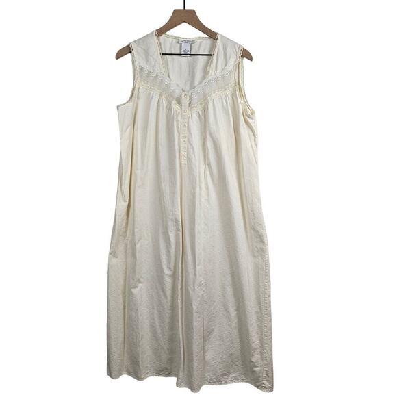 Amelia's Collection Victorian Sleeveless Nightgown M Ivory Brocade Romantic - Picture 1 of 9